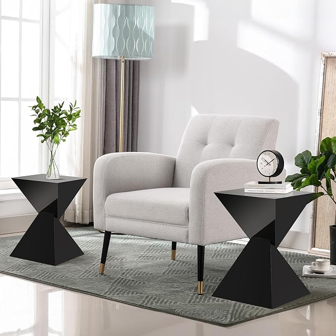 BECHAEO 12.6" Black Acrylic Side Table, Lightweight Irregular Design, Modern End Table for Small Spaces, Versatile Nightstand for Living Room Bedroom & Patio, Versatile Indoor/Outdoor Accent Table