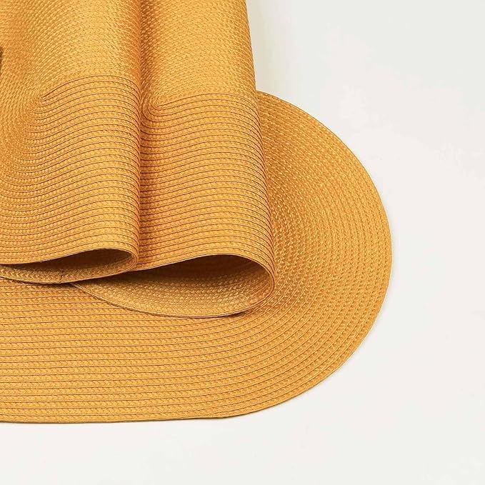 FunWheat Oval Braided Placemats Set of 6 Table Mats for Dining Tables Washable Heat Resistant Place Mats for Indoor Outdoor Use 12 x18 Inch(Oval Pumpkin, 6pcs)