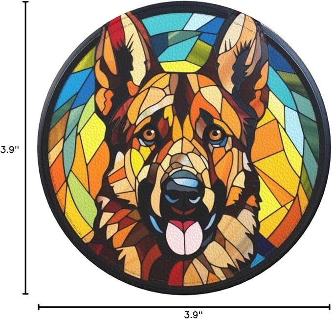 Drink Coaster Set of 6, German Shepherd Dog Mom Lover Gift,Leather Drink Coasters with Holder,6 Pack Cup/Bar/Drink Coasters for Table/Drinks/Coffee Protection Housewarming Gift