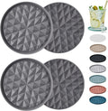 Silicone Coasters for Drinks[4 Pack]- Cup Mat for Tabletop Protection-Non-Slip, Non-Stick, Coffee Table Decor, Great Gift for Any Occasion, Dark Grey