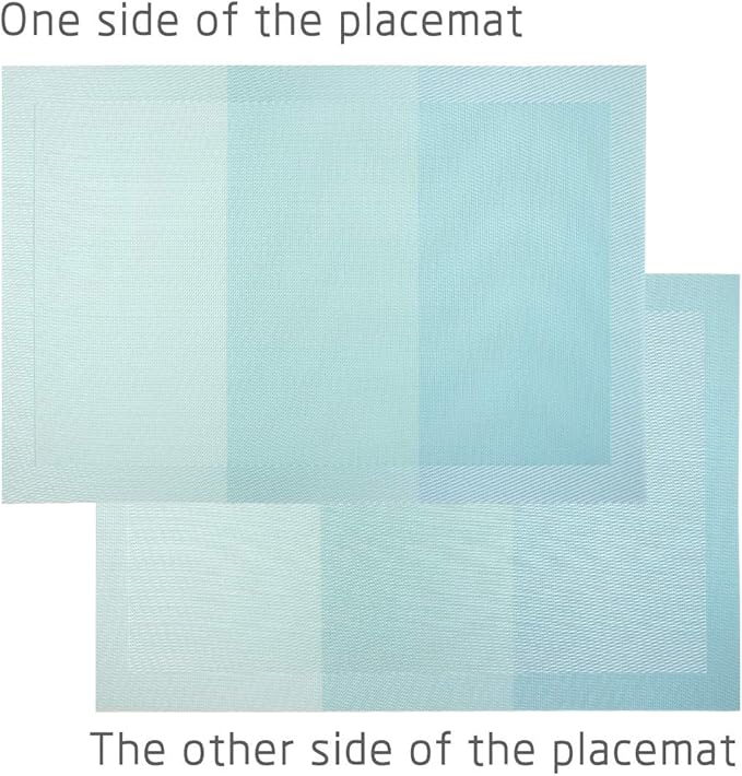 PIGCHCY Placemats 18 x12 inches Woven Vinyl Place Mats for Dining Table,Washable Easy to Clean Table Mats Non Slip Placemats Set of 4 (Teal)