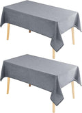 Hiasan 2 Pack Faux Linen Rectangle Tablecloth - Wrinkle and Stain Resistant Washable Table Cloth for Kitchen Dining Room Holiday Table Cover for Party Dinner, Grey, 90 x 132 Inch