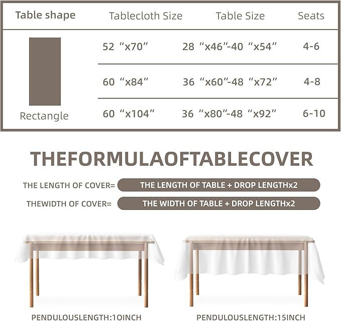 Rectangle Tablecloth Linen Texture Waterproof and Stain-Resistant Tablecloth, Kitchen Dining Table Decoration, 60 x 84 inch Fabric Natural Color