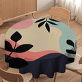 Medieval Bohemian Abstract Round Tablecloth, Mid Century Modern Leaves Geometric Tablecloth for Home Party Dining Room Kitchen Decor 36Inch(90cm)