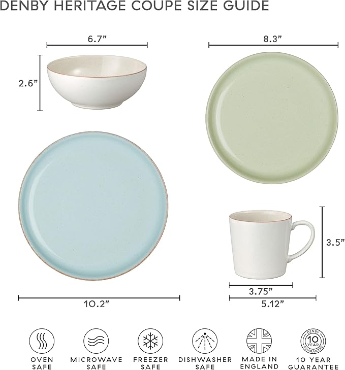 Denby - Heritage Orchard Medium Plate - 8.25in Apple Green Scratch & Chip Resistant Dinner, Lunch, Salad Plate For Everyday Use - Ceramic Stoneware Tableware Dish - Dishwasher & Microwave Safe