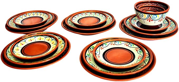 Cactus Canyon Ceramics Spanish Terracotta 5-Piece Small Tapa Plate Set, White…