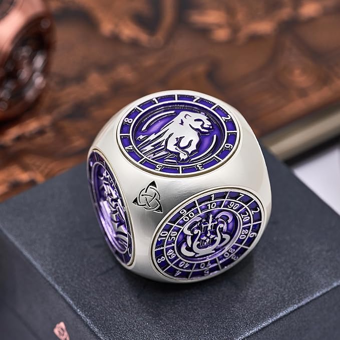 7-in-1 Spinner DND Dice Set,Metal Polyhedral Dice Set Gift for Dungeon Masters & Players (Matte Purple)