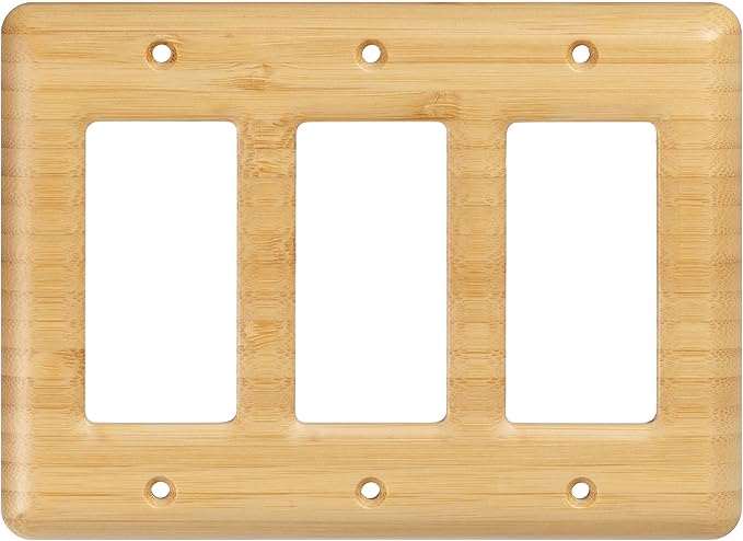 Wooden Light Switch Cover Plate Triple Toggle Solid Bamboo Decorative Switch Plate Cover