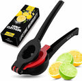 Zulay Kitchen Metal 2-in-1 Lemon Squeezer - Sturdy Max Extraction Hand Juicer Lemon Squeezer Gets Every Last Drop - Easy to Clean Manual Citrus Juicer - Easy-Use Lemon Juicer Squeezer - Black/Red