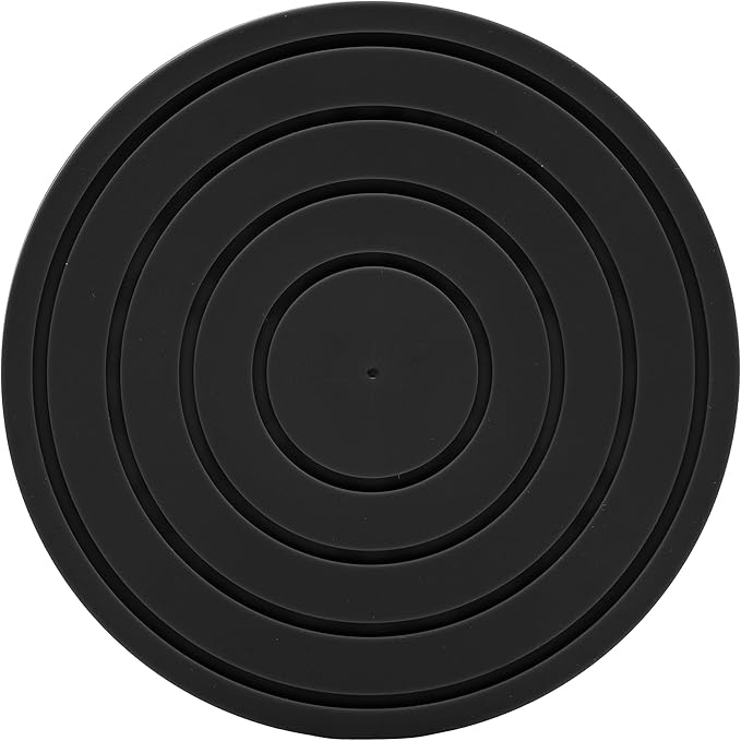 Drink Coasters for Tabletop Protection - Set of 4 No-Slip Silicone Rubber Coasters for Coffee Table, Desk & More - USA-Made Coasters for Drinks w/Liquid-Catching Grooves (Classic Black)