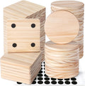 60 Pieces Unfinished Wood Coasters, GOH DODD 4 Inch Wooden Blanks with Non-Slip Pads for Laser Engraving Wood Burning Staining Painting Decoupage Housewarming Gifts Wedding Crafts Education
