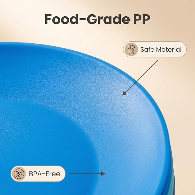 Plastic Plates Reusable - 10 inch Unbreakable Dinner Plate set of 12 - BPA Free Dishwasher Safe Microwave Plates - Everyday Large Plate for Kids Kitchen Salad Party Outdoor