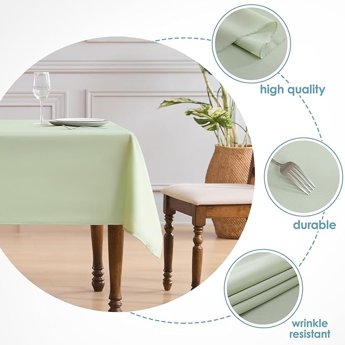 VidaFete 1 Pack Tablecloth 60 * 84inch Rectangle Table Cloth Polyester, Stain Wrinkle Resistant Polyester Dining Table Cover for Kitchen Dinning Party Wedding Tabletop Buffet Decoration(Sagegreen)