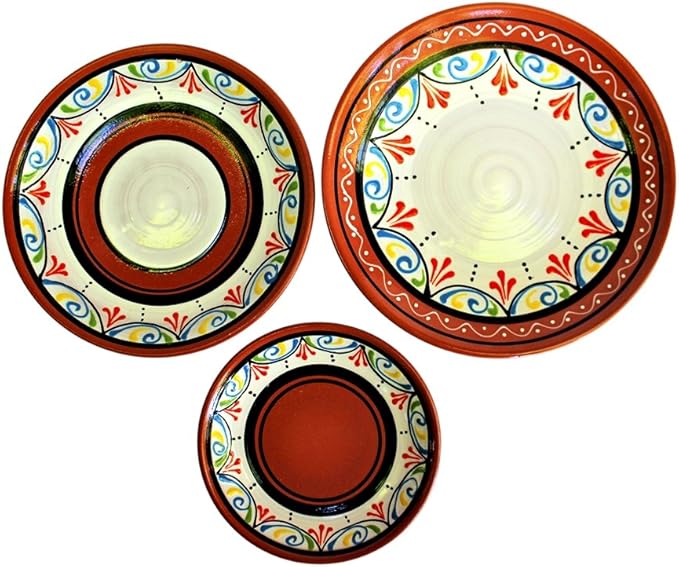 Cactus Canyon Ceramics Spanish Terracotta 5-Piece Small Tapa Plate Set, White…