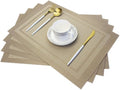 Placemats Easy to Clean Non-Slip Woven Plastic Placemats for Kitchen Table Washable Table Mats Set of 4 (Beige)
