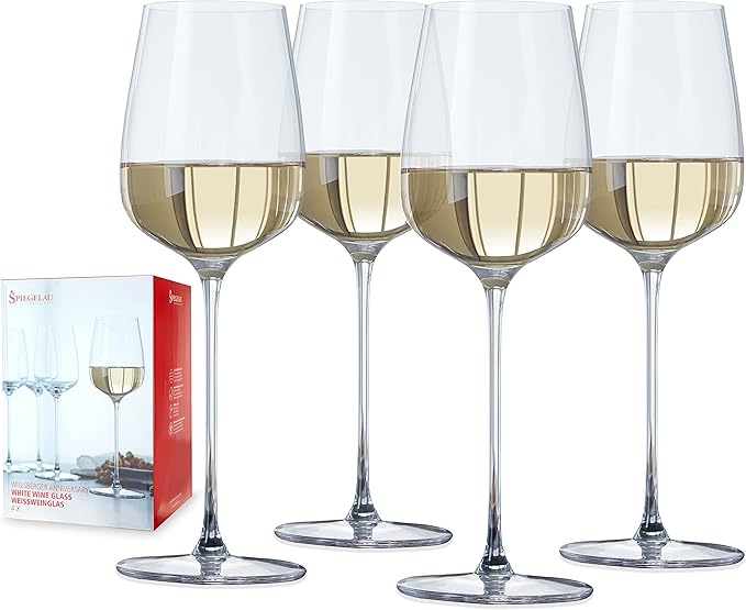 Spiegelau Willsberger Crystal White Wine Glasses Gift Set, Sleek and Lightweight Design, Elegant Glassware for Wedding Gifts, Birthday Gifts, Home Bar, Hosting Essentials, 12.9 oz, Set of 4