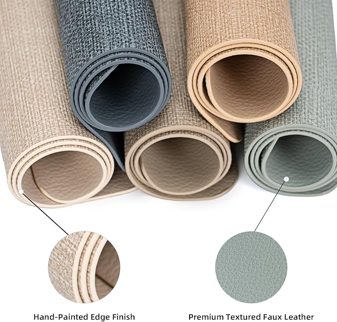 Oval Placemats for Dining Table Set of 4, Washable Leather Table Mats, Waterproof Heat-Resistant Non-Slip Kitchen Placemats, Simple Style Oval Design
