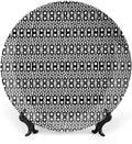 Ceramic Display Plate, Abstract Ceramic Hanging Decorative Plate, Monochrome Squares of Motif Grid Design Geometric, 10 Inch, Living Room Kitchen Decoration Household, Black White