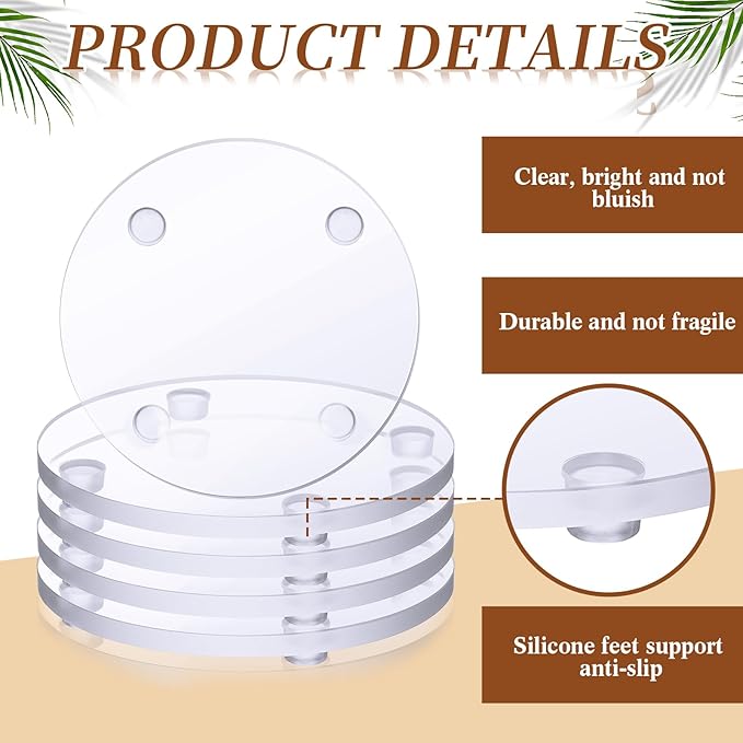 Set of 12 Clear DIY Glass Drink Coaster 3.5 Inch Crystal Coasters Decorative Glass Plates for Wedding Dining Table Picture Frame Painting DIY Crafts Home Decoration and Parties(Round)
