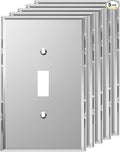 LIDER Reflective Acrylic Toggle Switch Wall Plate, Mirrored Light Switch Cover, Plexiglass Cover Plate, Acrylic Glass, Oversized 1-Gang 5.25" x 3.44", LWP-11O-ASV5P, Silver, 5 Pack