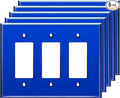 LIDER Reflective Acrylic Decorator Wall Plate, Mirrored Light Switch Plate, Plexiglass Outlet Cover, Acrylic Glass, Oversized 3-Gang 5.25" x 7.06", LWP-33O-ABL5P, Blue, 5 Pack