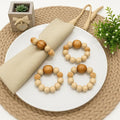 Napkin Rings Set of 6 - Wooden Beads Napkin Rings | Rustic Wooden Napkin Ring Holder for Table Decoration Handmade LEBEJUA Napkin Ring with Wood Beads & Napkin Holder with Jute Twine