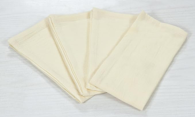 ACCENTHOME Accent Home 100% Cotton Napkins, Delicate Cloth Napkins for Dinners, Parties and Weddings，18 x 18 Inch Set of 12 - Ivory