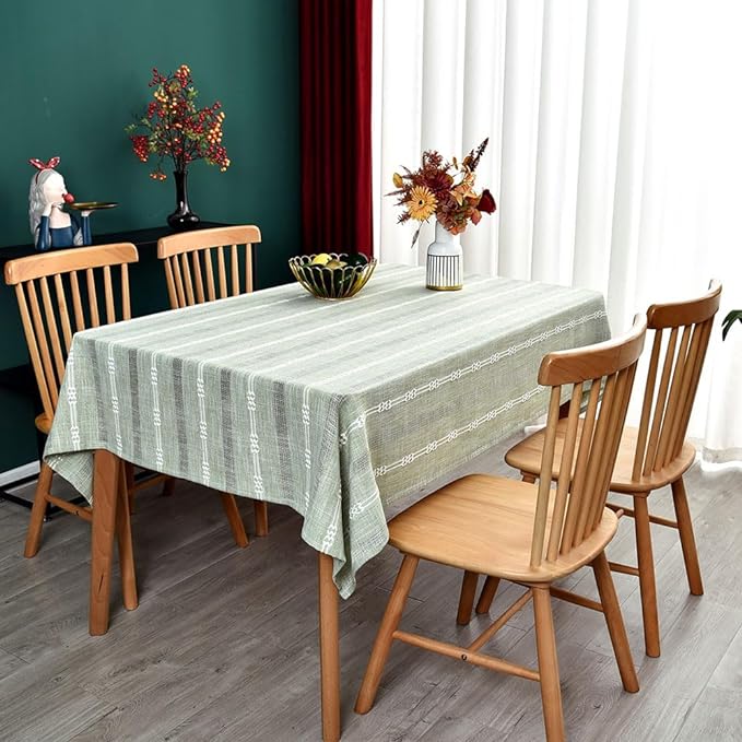 Heavy Duty Cotton Table Cloth for Rectangle Table Sage Green Tablecloth Rectangular Farmhouse Vintage Washable Rustic Table Cover (Sage Green,52''x120'')
