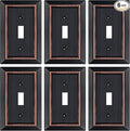 Oil Rubbed Bronze Light Switch Cover Plate, Decorative Metal Aged Bronze Switch Plates Outlet Cover, Light Switch Cover Plate, 1-Gang Wall Plates (Single Toggle, 6 Pack)