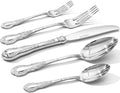 KINGSTONE Vintage Carved Silverware Set, 10-Piece 18/10 Stainless Steel Flatware Cutlery Set with Retro Royal Thick Handle, Tableware Utensils for Home, Restaurant, party, Wedding, Dishwasher Safe