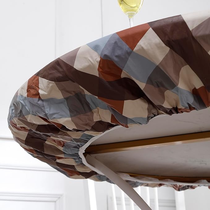 Walrus Round Vinyl Fitted Tablecloth with Flannel Backing Elastic Edge Design Table Cover Waterproof Oil-Proof PVC Table Cloth Stain-Resistant Best for 45"-56" Round