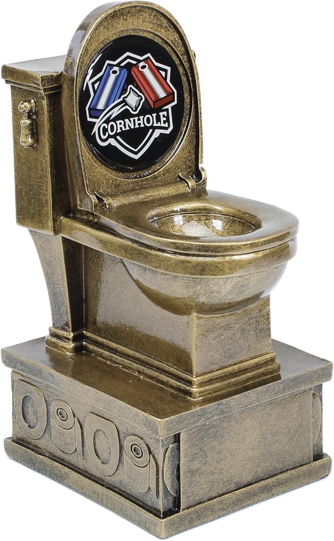 Decade Awards Action Pedestal Gold Toilet Bowl Trophy with Optional Inserts - Custom Engraved Plate On Request (7 Inch Tall)