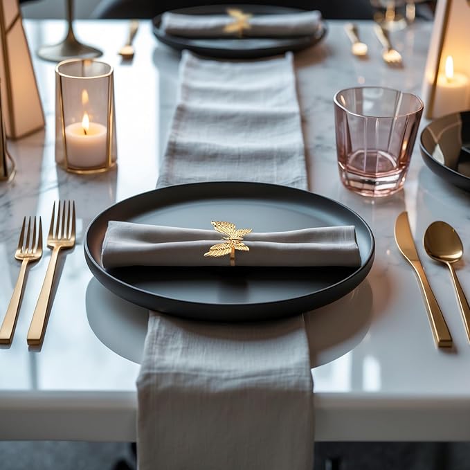 Decozen Set of 16 Gold Napkin Rings in Butterfly Design Festive Table Decor Setting for Holiday Wedding, Birthday, Kitchen, Home Decor Housewarming Gift - Mothers Day Decorations