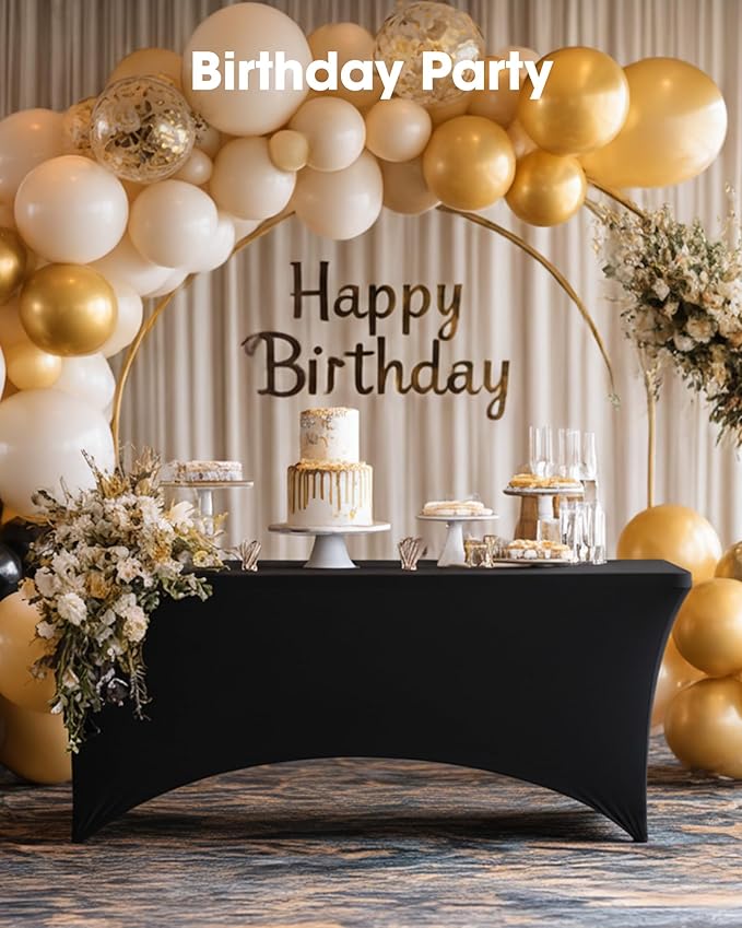 Pureegg Spandex Tablecloth 6ft - 10 Pack, Fitted and Tight Cloth for Rectangle Table, Wrinkle-Free and Stretch Table Cover for Party, Wedding, Banquet and Birthday, Black