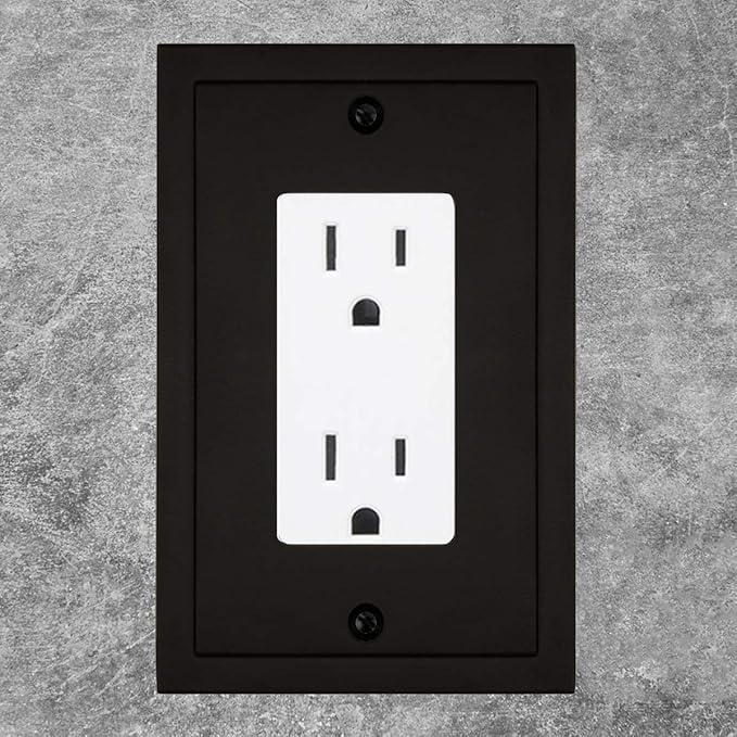 Modern Edge Decorative Wall Plate Switch Plate Outlet Cover, Durable Solid Zinc Alloy (Single Decorator 3PK, Matte Black)