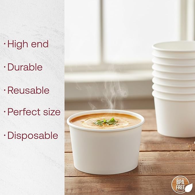 Smarty Had A Party 1000 Squat Paper Soup Cups 12 oz Disposable Paper Soup Cups for Hot Food and Takeout Container Use