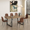 7 Piece Dining Table Set，Dinner Table Set for 6，71'' Kitchen Table and Suede Nap Fabic Chairs Set of 6，6 Chair Dining Table Set for Kitchen Dining Room