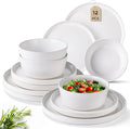 AmorArc Ceramic Dinnerware Sets for 4,Stoneware Plates and Bowls Sets,Chip and Crack Resistant | Dishwasher & Microwave Safe Ceramic Dishes,Service for 4 (12pc)-White