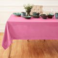 Solino Home Linen Flamingo Pink Tablecloth 60 x 144 Inch - Classic Hemstitch, 100% Pure Linen Rectangular Tablecloth - Machine Washable Table Cloth for Valentines, Spring, Easter