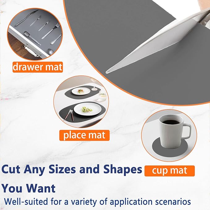 120"x24''(305cmx60cm) Extra Large Silicone Mat for Kitchen Counter, Heat Resistant Countertop Protector, Non-Slip Waterproof Kitchen Island Mat, Easy to Clean, Light Gray