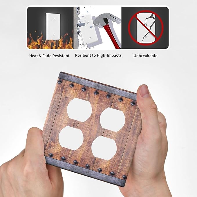 Light Switch Cover Rustic Farmhouse Barn Door Vintage Wood 2 Gang Decorative SwitchPlates Double Duplex Wall Plates Switch Plates and Outlet Covers for Bathroom Cabin Decor