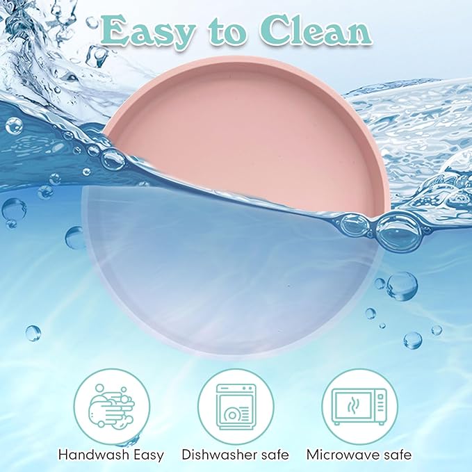 Silicone Dog Bowl Shallow Cat Food Bowls 7" Wide Puppy Plates Whisker Fatigue Pet Feeding Dishes Set of 3 for Dry and Wet Food Indoor (Blue + Pink + Green)