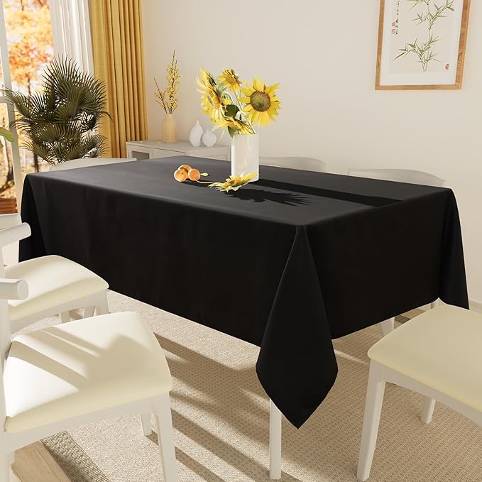 Smiry 4 Pack Rectangle Table Cloth, Waterproof Anti-Scratch Polyester Tablecloth, Decorative Washable Fabric Table Cover for Dining, Buffet, Parties and Outdoor, 54x108, Black