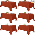Fitable Rust Rectangle Tablecloths for 6 Foot Tables, 6 Pack - 70 x 108 Inches - Stain Resistant and Washable Fall Table Clothes, Polyester Fabric Table Covers for Wedding, Party, Banquet, Buffect