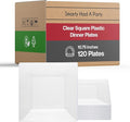 Kaya Collection - Clear Square 10.75" Dinner Plates - Fancy Disposable - Deluxe Quality - Hard Plastic - For Party’s And Weddings (120 Count)