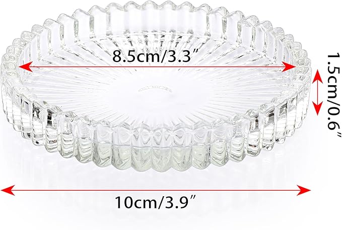 JUXYES 5 Pack Glass Coasters Round Cup Mat, Clear Glass Coaster for Drinks Coffee Tea Wine, Decorative Wine Bottle Coasters, Crystal Drink Coasters for Restaurant bar Kitchen Dining Table