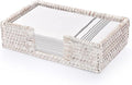 Sumnacon Napkin Holder,Rattan Napkin Holder Table,Wicker Guest Towel Holder for Hand Towel Napkin,Rectangle Napkin Basket for Bathroom Toilet Kitchen Dining Table Counter,Whitewash