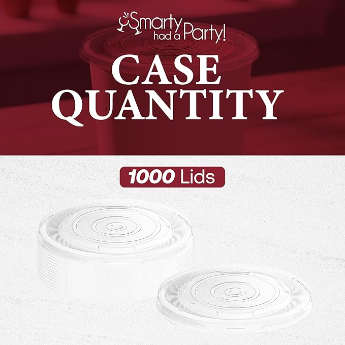 Smarty Had A Party 1000 Count Clear Plastic Lids for Squat Paper Soup Cups – Fits 6 oz, 8 oz, 12 oz & 16 oz Disposable Containers – Leak-Resistant, BPA-Free,Tight-Seal Covers for Takeout & Catering