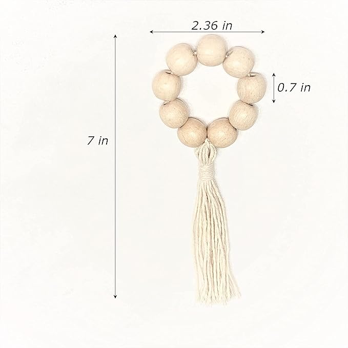 Handmade Napkin Ring with Wood Beads & Jute Twine - Affordable Rustic Wooden Napkin Ring Holder for Table Decoration | Boho Style Farmhouse Napkin Rings | Napkin Rings Set of 6