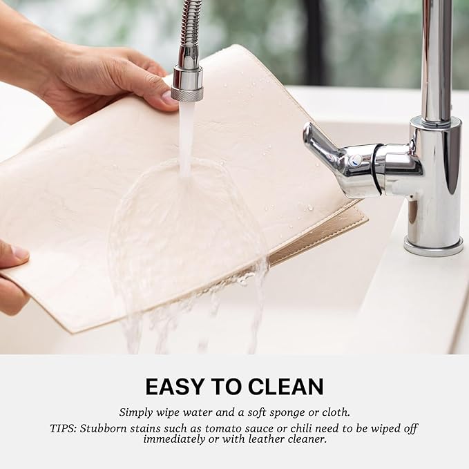Faux Leather Placemats Set of 8 Vinyl Washable Wipeable Table Mats for Kitchen Dining Table Heat Resistant Waterproof Modern Indoor/Outdoor Placemats Non-Slip Easy Clean Place Mats (Beige)